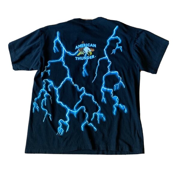 Vtg 1990s American Indian Thunder Print Lightning Thrashing Shirt T-Shirt Top - Picture 2 of 13